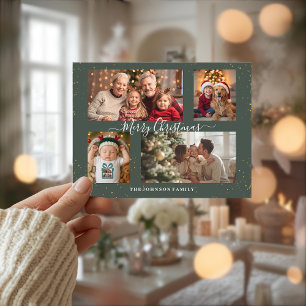 Tarjeta de Navidad elegante con 4 fotos