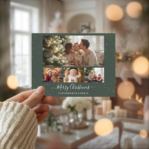 Tarjeta de Navidad elegante con 4 fotos