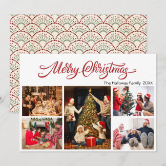 Tarjeta de Navidad elegante con 5 fotos