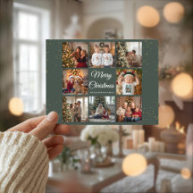 Tarjeta de Navidad elegante con 8 fotos