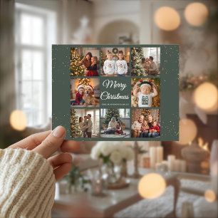 Tarjeta de Navidad elegante con 8 fotos