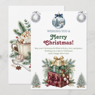 Tarjeta de Navidad elegante con acuarela de vacaci
