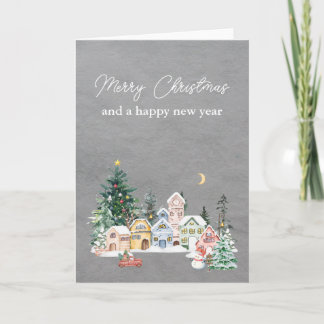 Tarjeta de Navidad elegante con acuarela gris