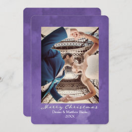 Tarjeta de Navidad elegante con acuarela Ultra Vio