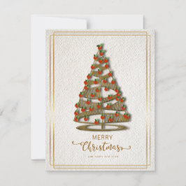 Tarjeta de Navidad elegante con árbol decorado y d