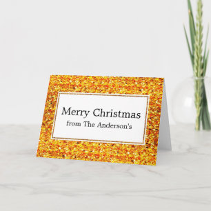 Tarjeta de Navidad Elegante con Brillo Dorado