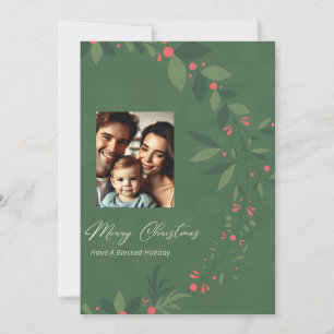 Tarjeta de Navidad elegante con diseño de vegetaci