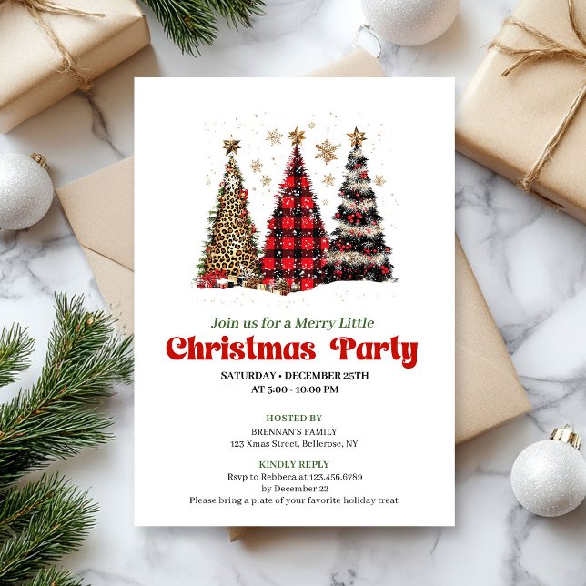 Tarjeta de Navidad elegante con estampado de leopa (Elegant leopard print Christmas tree holiday card)