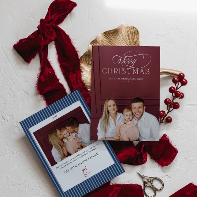 Tarjeta de Navidad elegante con foto (Elegant Christmas Photo Card)