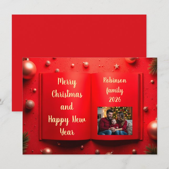 Tarjeta de Navidad elegante con foto 2027 (Anverso / Reverso)