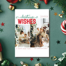 Tarjeta de Navidad elegante con foto de familia