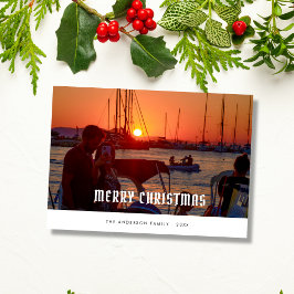 Tarjeta de Navidad elegante con foto de pareja per