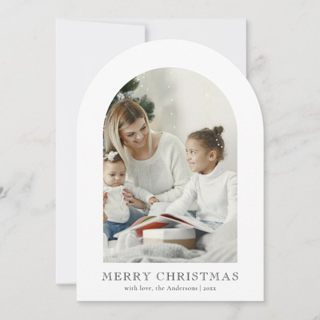 Tarjeta de Navidad elegante con foto del Arco 1 (Anverso)