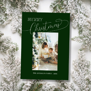 Tarjeta de Navidad elegante con foto familiar pers