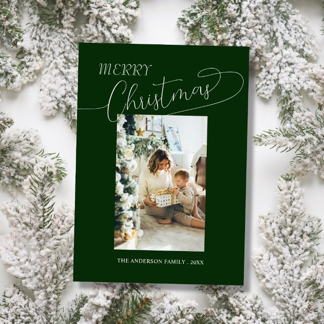Tarjeta de Navidad elegante con foto familiar pers (Subido por el creador)