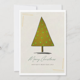 Tarjeta de Navidad elegante con geometría dorada y