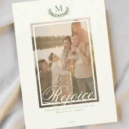 Tarjeta de Navidad elegante con monograma para fot