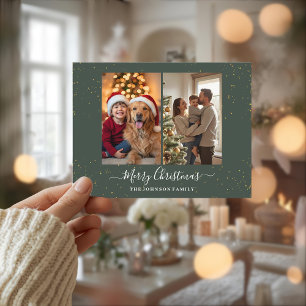 Tarjeta de Navidad elegante de 2 fotos
