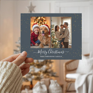 Tarjeta de Navidad elegante de 2 fotos