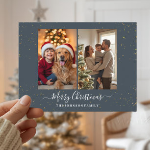 Tarjeta de Navidad elegante de 2 fotos