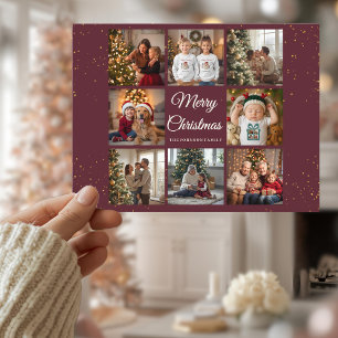 Tarjeta de Navidad elegante de 8 fotos