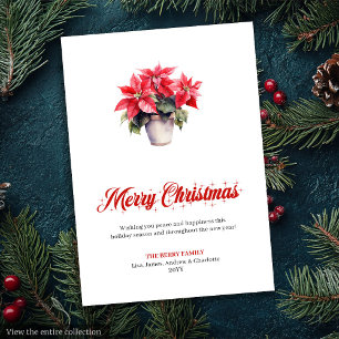 Tarjeta de Navidad elegante de acuarela botánica