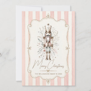 Tarjeta de Navidad elegante de cascanueces con laz