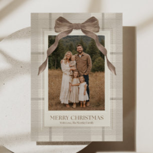 Tarjeta de Navidad elegante de cuadros para foto f