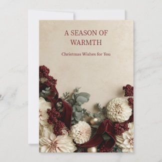 Tarjeta de Navidad elegante de dalia de Borgoña