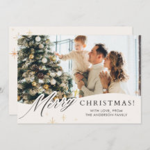 Tarjeta de Navidad elegante de foto de vacaciones