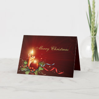 Tarjeta de Navidad elegante de la luz de una vela