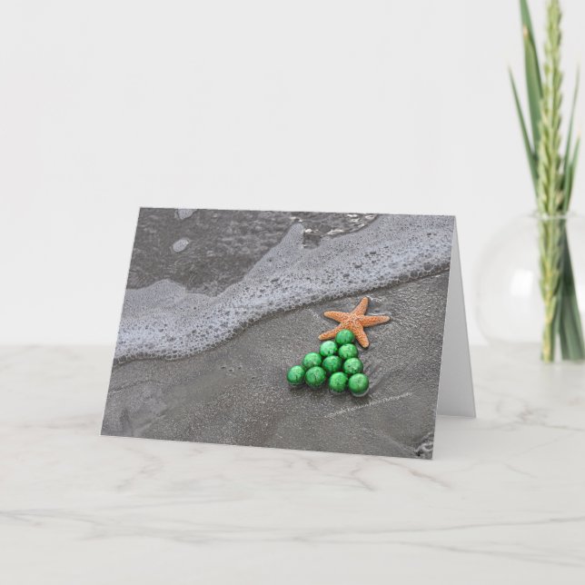 Tarjeta de Navidad elegante de la playa (Anverso)