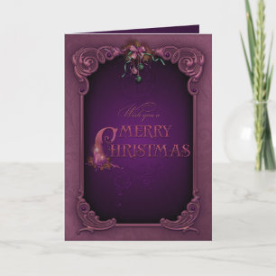 Tarjeta de Navidad elegante de la púrpura y de la