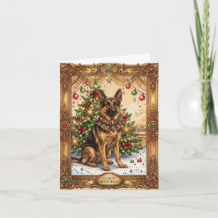 Tarjeta de Navidad elegante de pastor alemán vinta