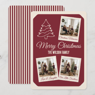 Tarjeta de Navidad elegante de tres fotos con coll