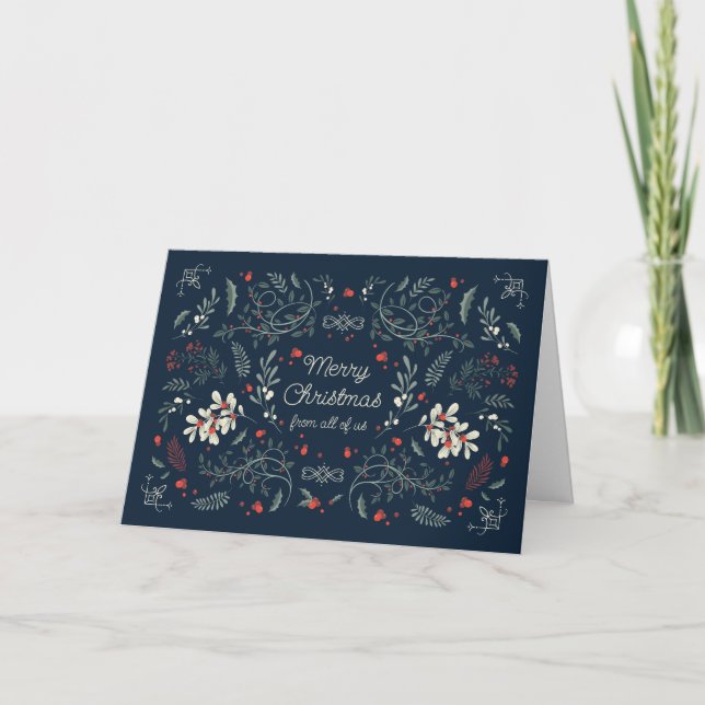 Tarjeta de Navidad elegante de vacaciones de invie (Anverso)