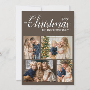 Tarjeta de Navidad elegante de varios fotos en ton