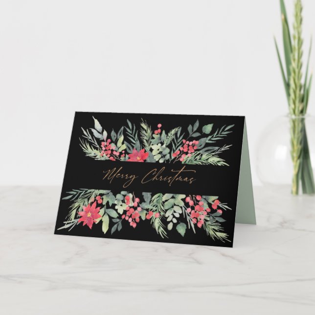 Tarjeta de Navidad elegante doblada de Navidad (Anverso)