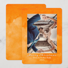 Tarjeta de Navidad elegante en acuarela naranja ro
