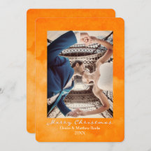 Tarjeta de Navidad elegante en naranja rojizo acua