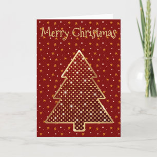 Tarjeta de Navidad elegante en rojo y dorado