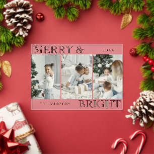 Tarjeta de Navidad Elegante Foto   Alegre y Brilla