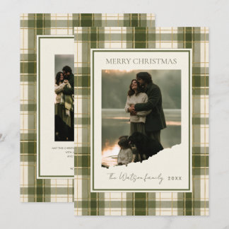 Tarjeta de Navidad elegante moderna con rayas verd