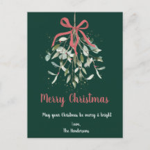 Tarjeta de Navidad Elegante Muérdago Feliz Navidad