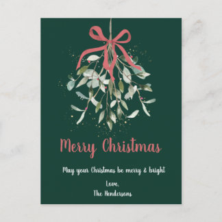 Tarjeta de Navidad Elegante Muérdago Feliz Navidad