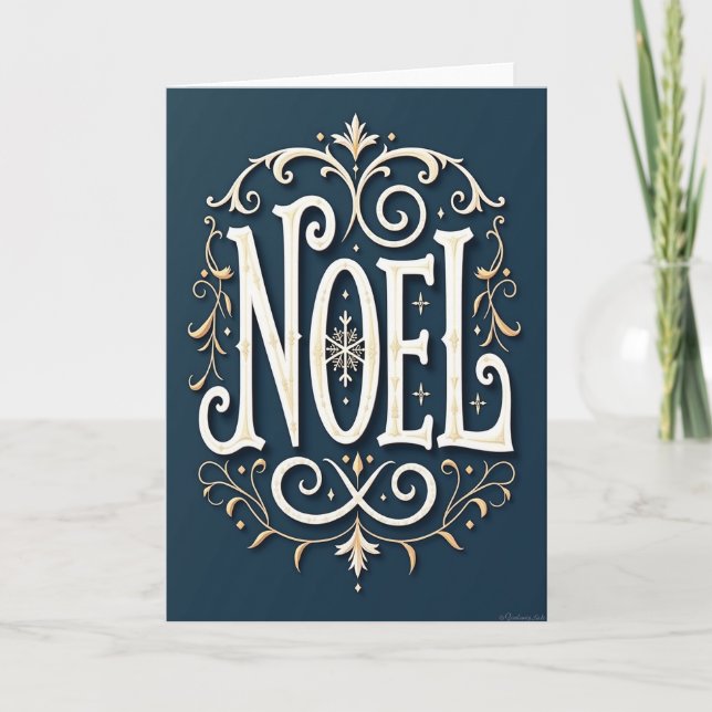 Tarjeta de Navidad Elegante Noel Copo de Nieve (Anverso)