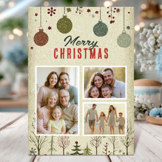Tarjeta de Navidad elegante para foto de familia