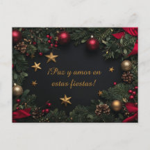 Tarjeta de Navidad elegante personalizable con cor