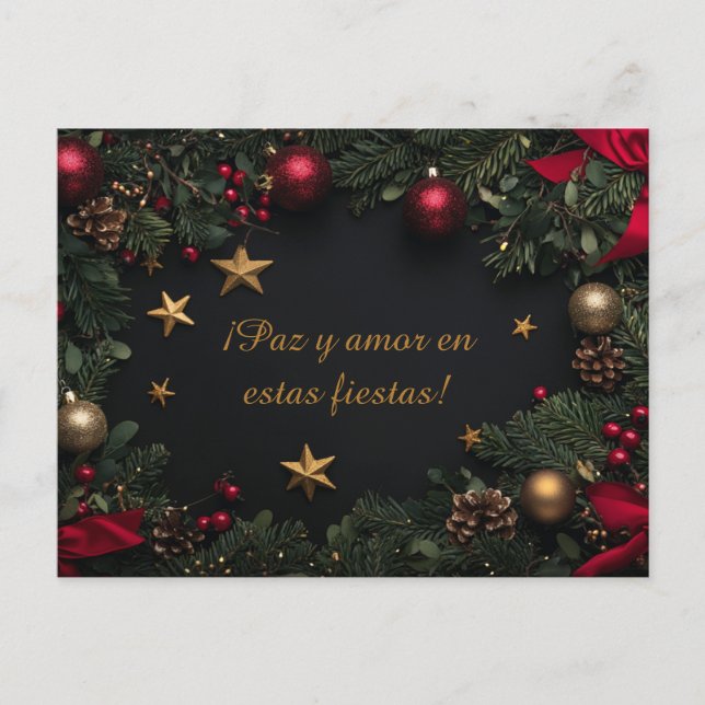 Tarjeta de Navidad elegante personalizable con cor (Anverso)
