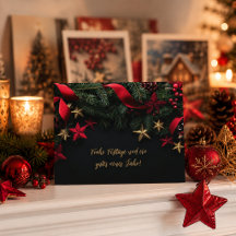 Tarjeta de Navidad elegante personalizable con cor